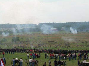 Reenactors at the 145th Anniversary commemoration in 2008 with the repulse of Longstreet's Assault.