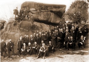 Surviving members of the 20th Maine in an October 1889 reunion at Gettysburg.