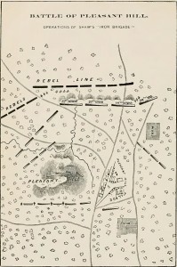 Map from the book "History of Iowa" showing the positions of Iowa regiments during the Battle of Pleasant Hill.