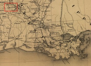 Map denoting the village of Pleasant Hill where the battle was fought on April 9, 1864.