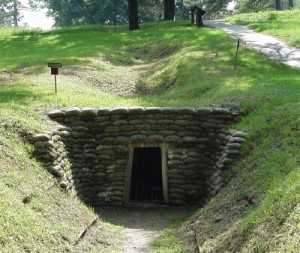 Entrance to the mine at the Petersburg National Military Park as it looks today.
