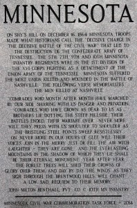 The new Minnesota monument on Shy's Hill, Nashville, Tenn., commemorates the sacrifice of four Minnesota regiments who fought there Dec. 15-16, 1864.